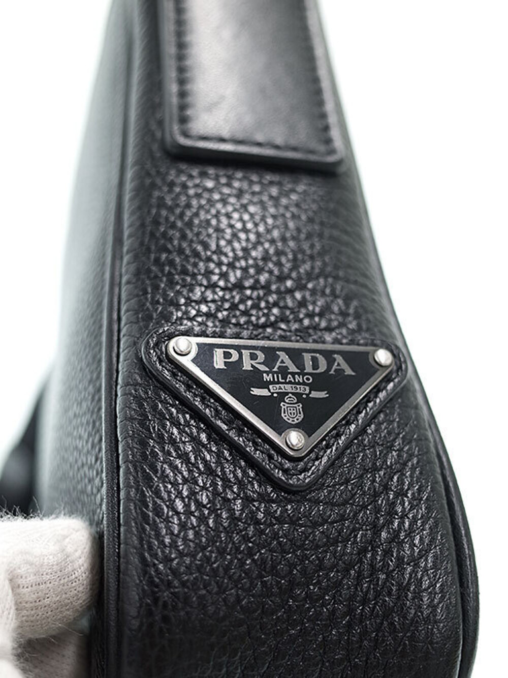 Prada embossed logo bag messenger leather Black - Picture 7 of 9